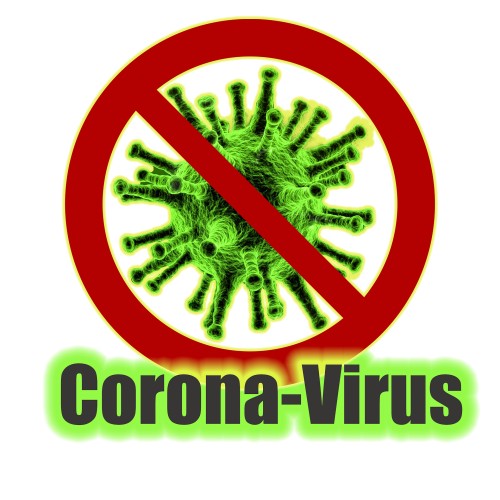 Verbotsschild mit Corona-Virus