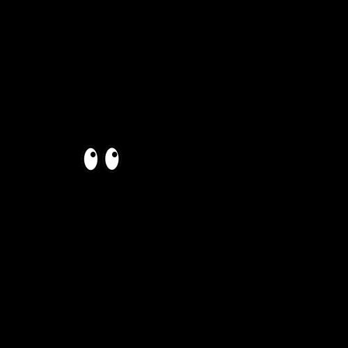 Schwarze Fläche mit zwei Augen