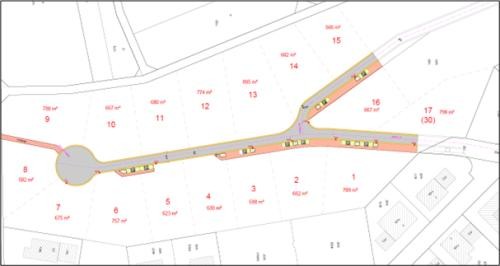 Kartenausschnitt Übersicht Bauplätze Straße "Kettensteig"