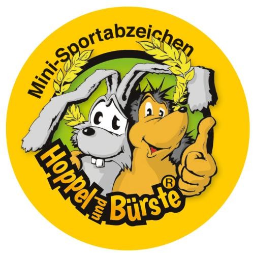 Mini-Sportabzeichen mit Hoppel und Bürste